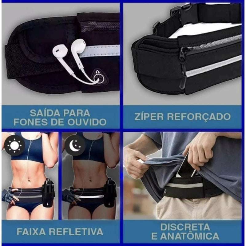 Unisex Reflective Running Belt | Adjustable Neoprene Waist Pack for Phone, Keys & Money