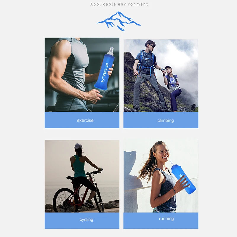 Portable Collapsible Water Bottle | Silicone Bottle for Running, Camping & Outdoors