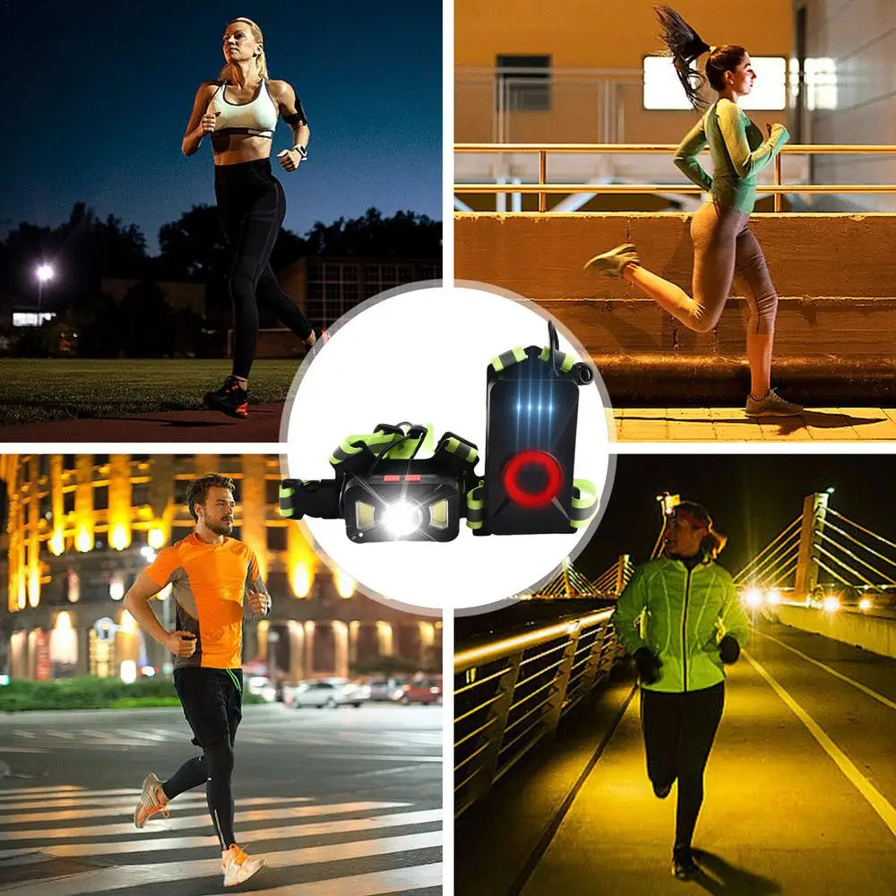LED Running Vest with Rechargeable Battery | Ultra Bright Night Running Light, 65° Adjustable Beam