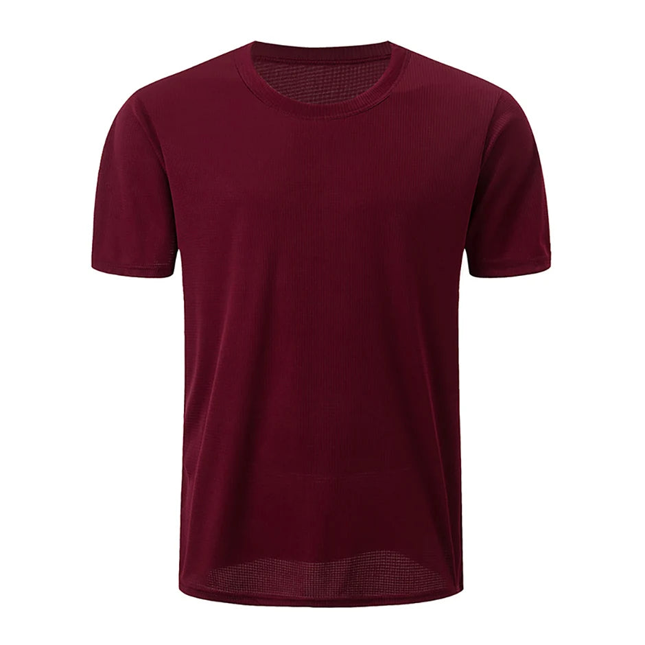 Men’s Solid Color Waffle Sports Shirt | Short Sleeve Running & Training Top