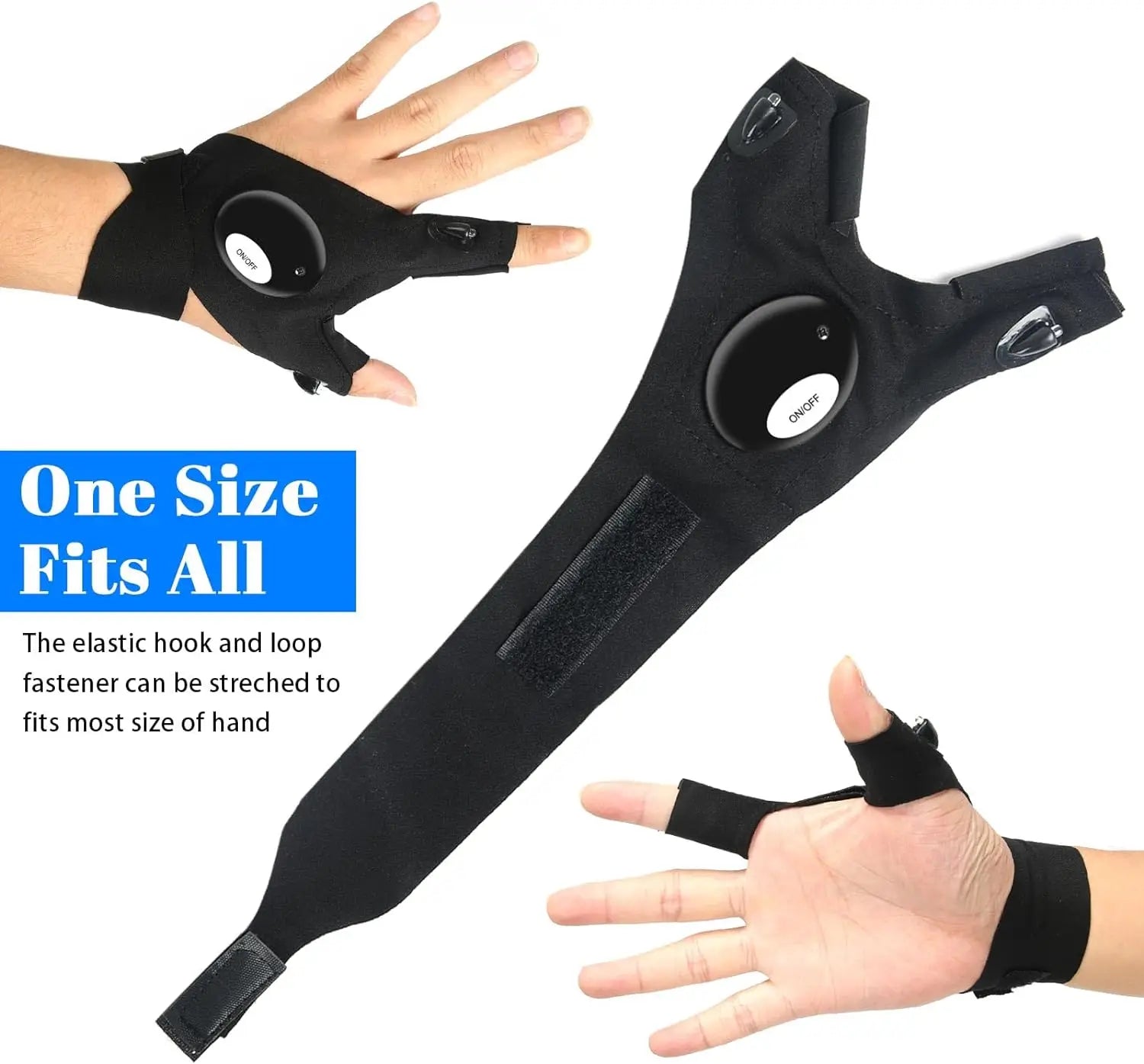 Waterproof LED Flashlight Gloves | Half Finger Design for Fishing, Biking & Night Running