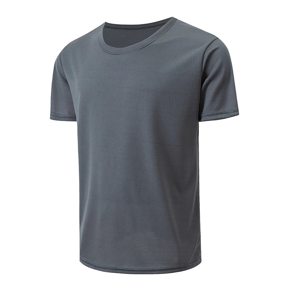 Men’s Solid Color Waffle Sports Shirt | Short Sleeve Running & Training Top