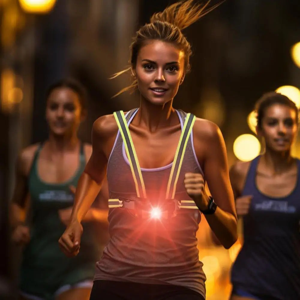 LED Running Vest with Rechargeable Battery | Ultra Bright Night Running Light, 65° Adjustable Beam