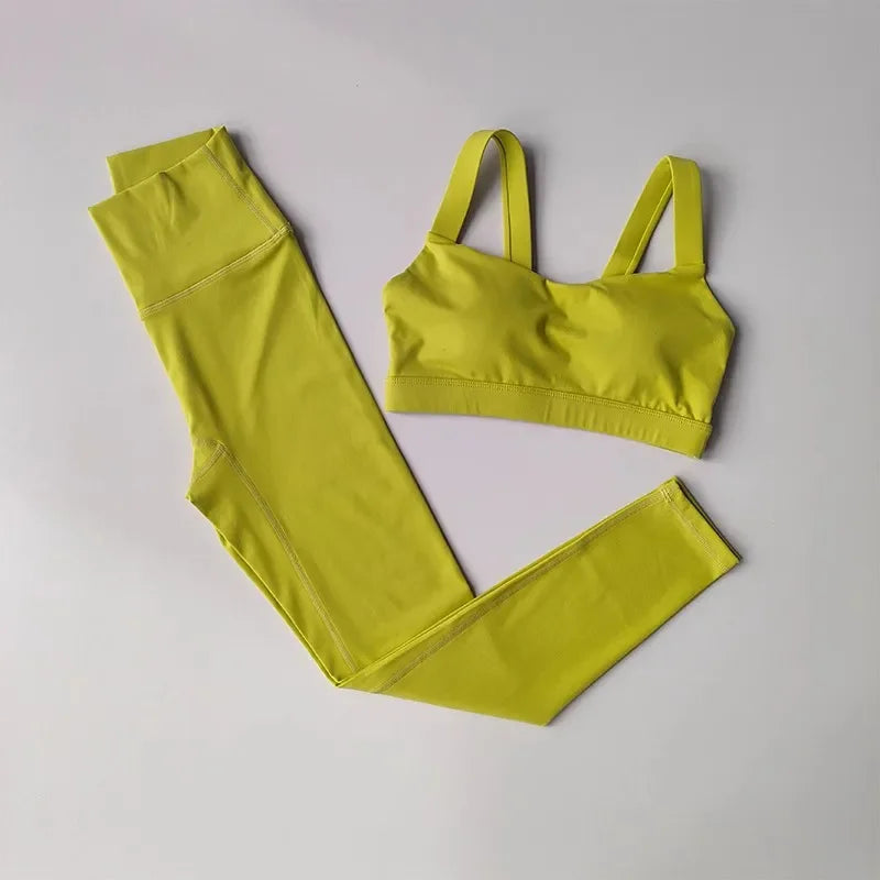 Women’s Seamless Yoga Set | Sports Bra & High Waist Leggings/Shorts Gym Outfit