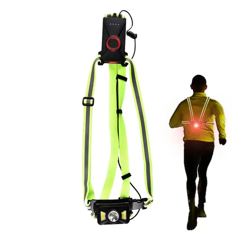 LED Running Vest with Rechargeable Battery | Ultra Bright Night Running Light, 65° Adjustable Beam