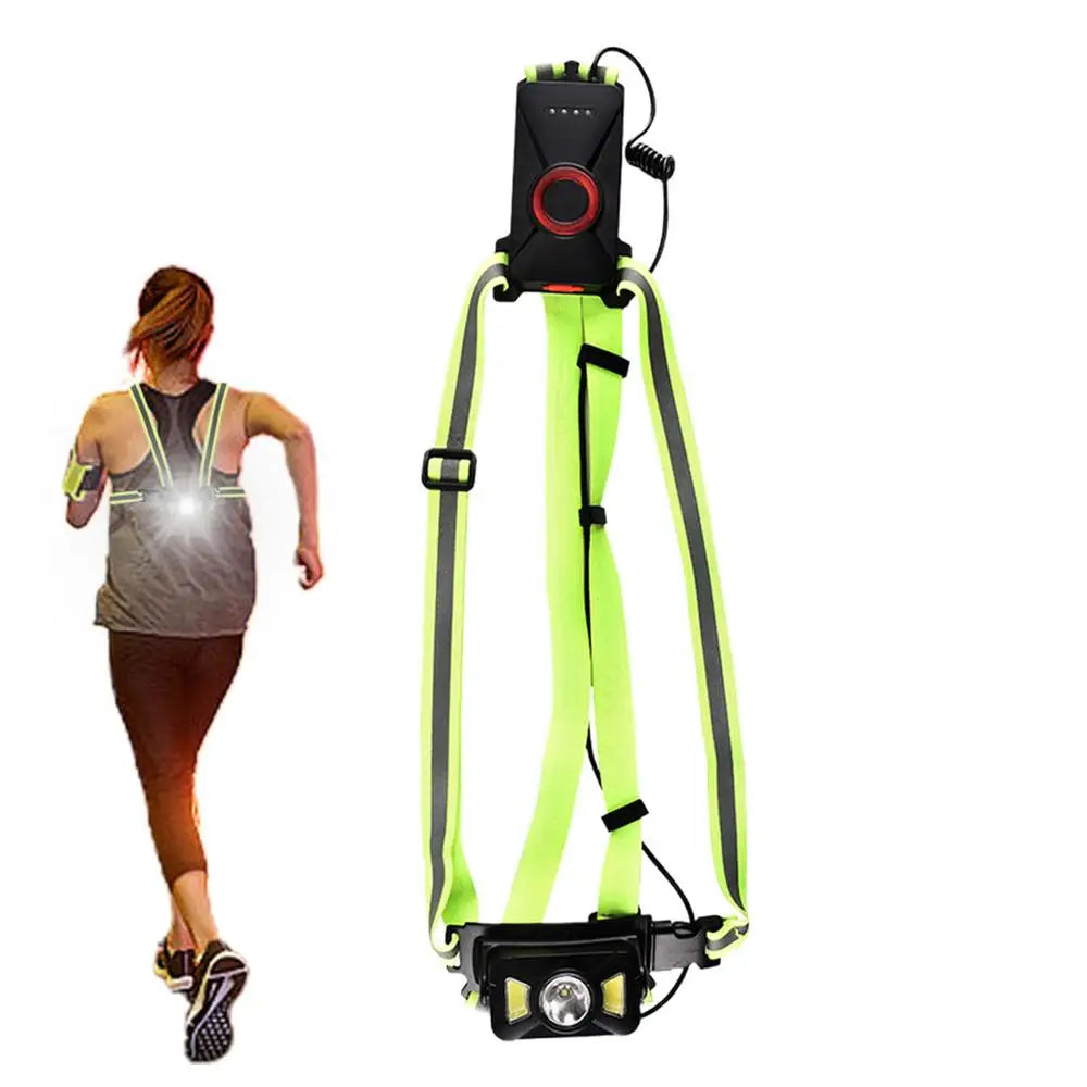 LED Running Vest with Rechargeable Battery | Ultra Bright Night Running Light, 65° Adjustable Beam