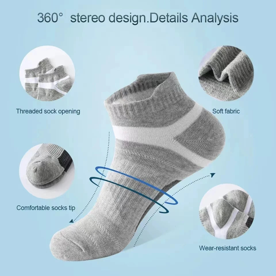 5-Pack Men’s Breathable Socks | Casual Cotton Ankle Socks for Running & Fitness
