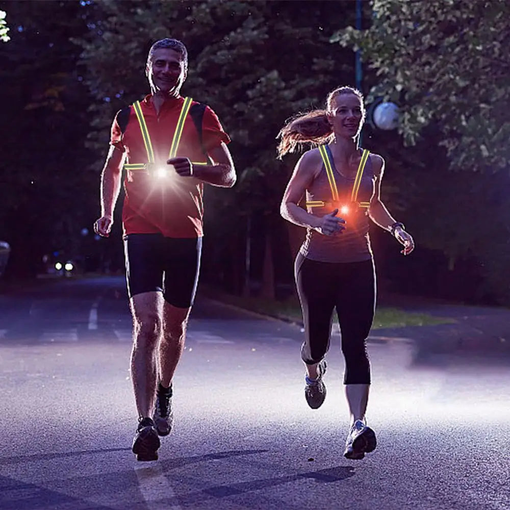 LED Running Vest with Rechargeable Battery | Ultra Bright Night Running Light, 65° Adjustable Beam