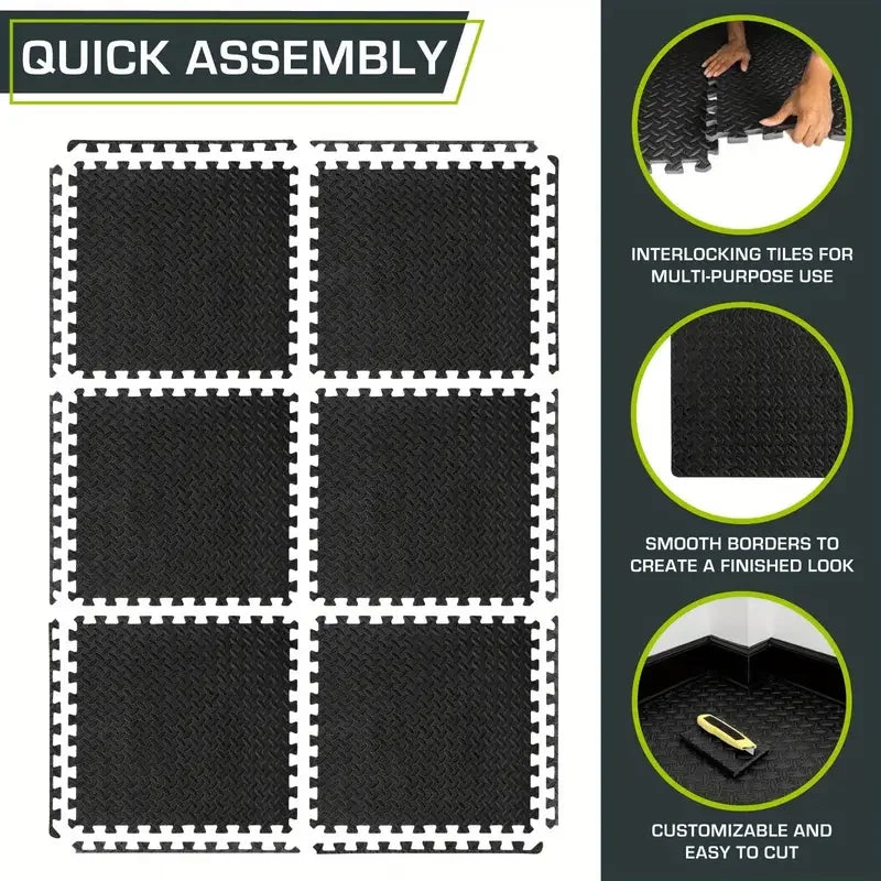 Interlocking Gym Mats 16-Piece Set | Waterproof Non-Slip Yoga & Training Floor Tiles