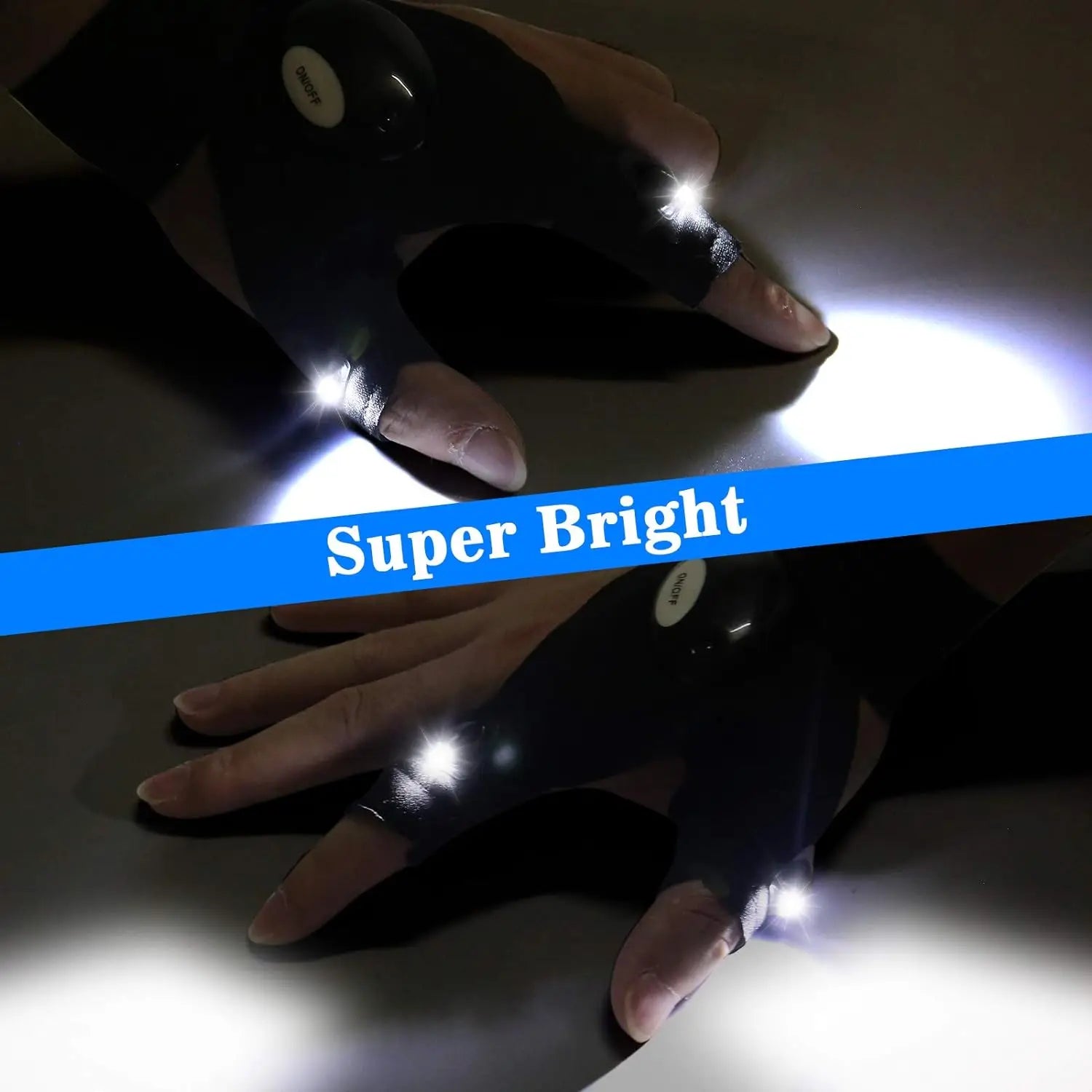 Waterproof LED Flashlight Gloves | Half Finger Design for Fishing, Biking & Night Running