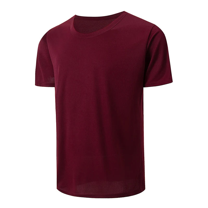 Men’s Solid Color Waffle Sports Shirt | Short Sleeve Running & Training Top
