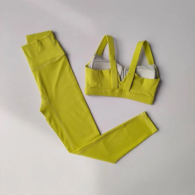 Women’s Seamless Yoga Set | Sports Bra & High Waist Leggings/Shorts Gym Outfit