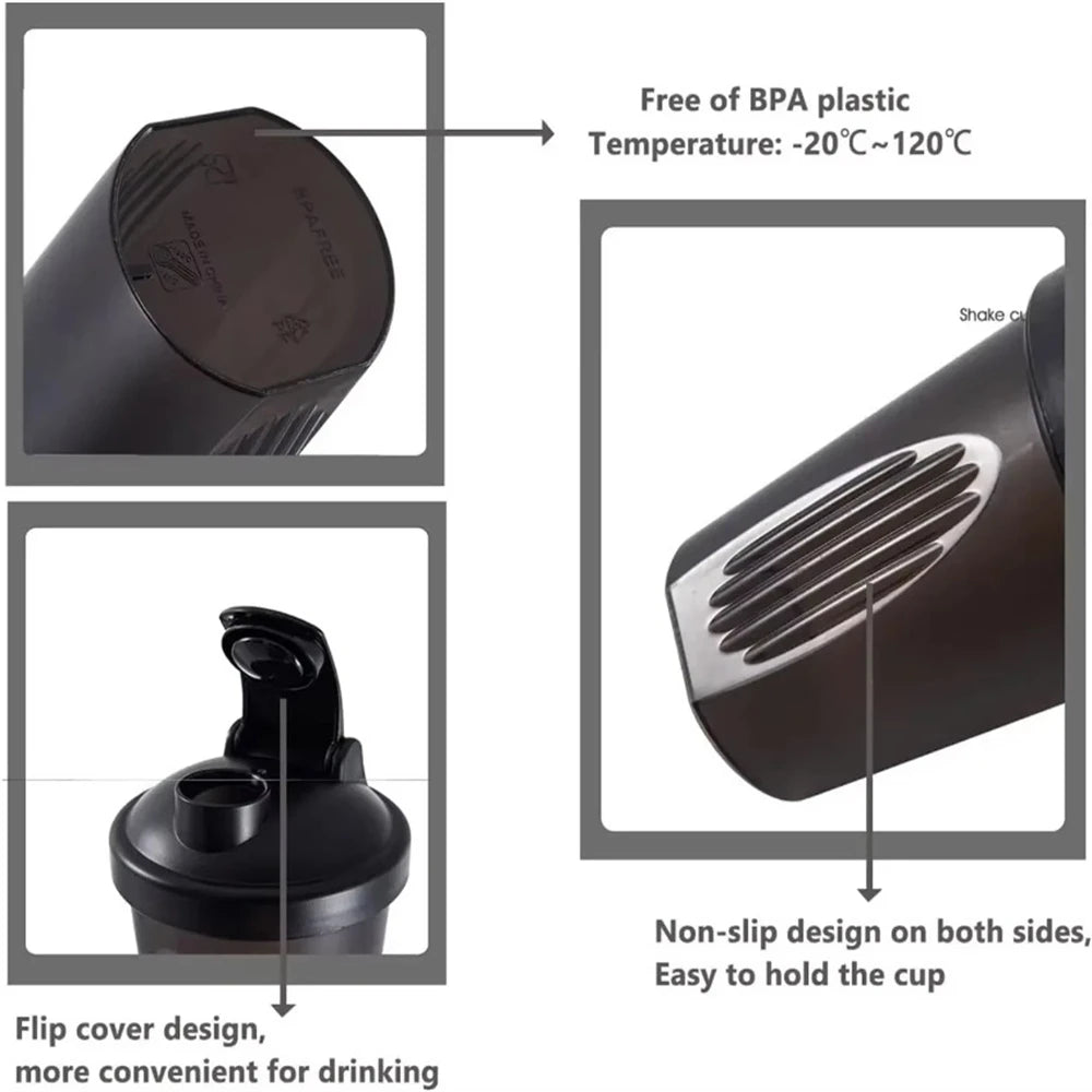 400ml Shaker Bottle with Mixing Ball | Leak-Proof Fitness & Protein Shake Cup
